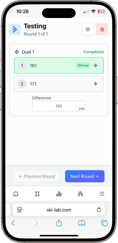 Ski-Lab mobile interface